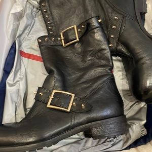 Soft black leather combat boots from Jimmy Choo.